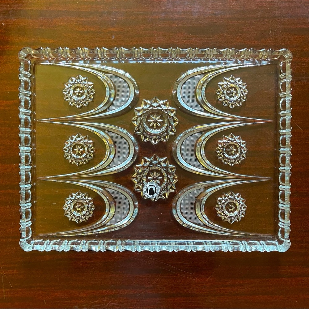 NIB Crystal Glass Vanity or Cake Tray by
Walther Glass, W. Germany, circa
1970